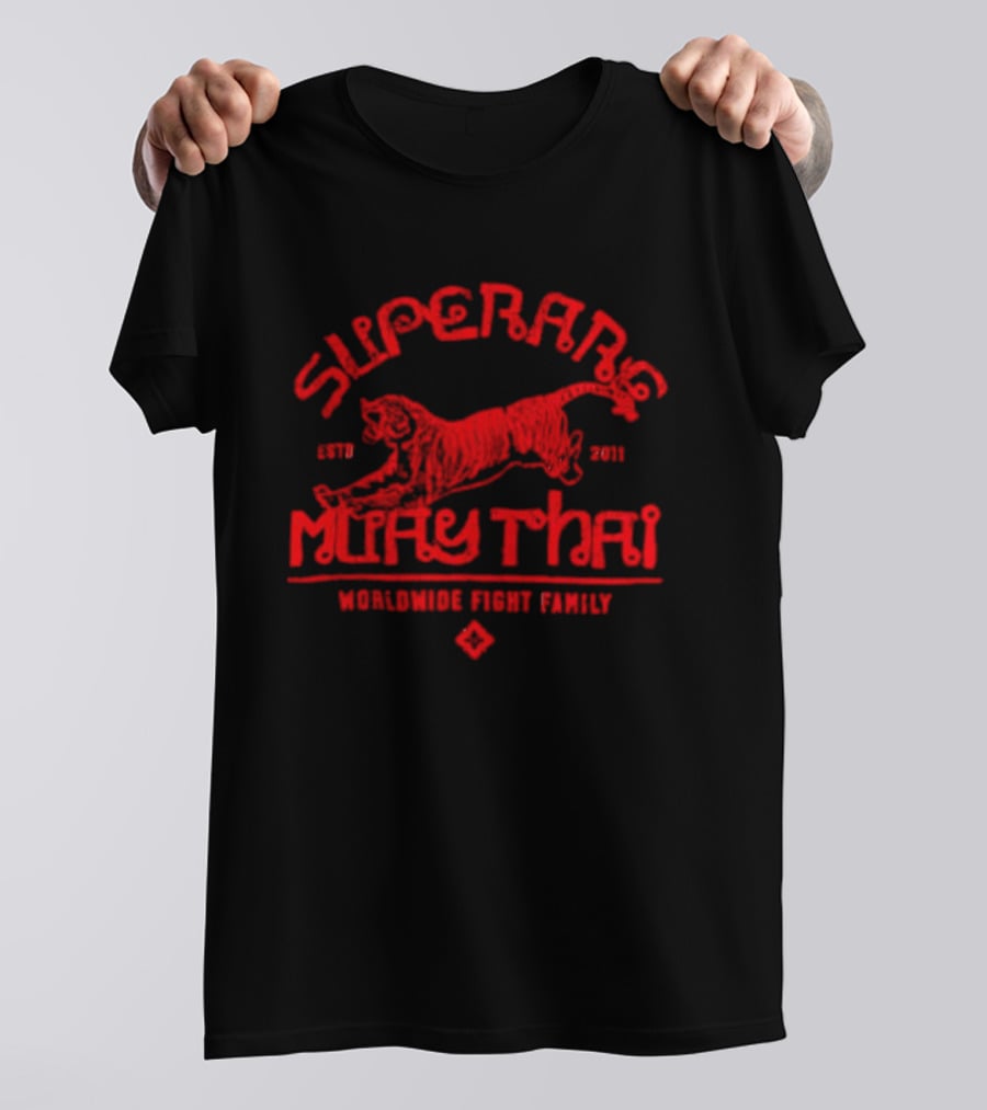 Superbon Muay Thai ESTD 2011 Worldwide Fight Family Red Tiger T-Shirt
