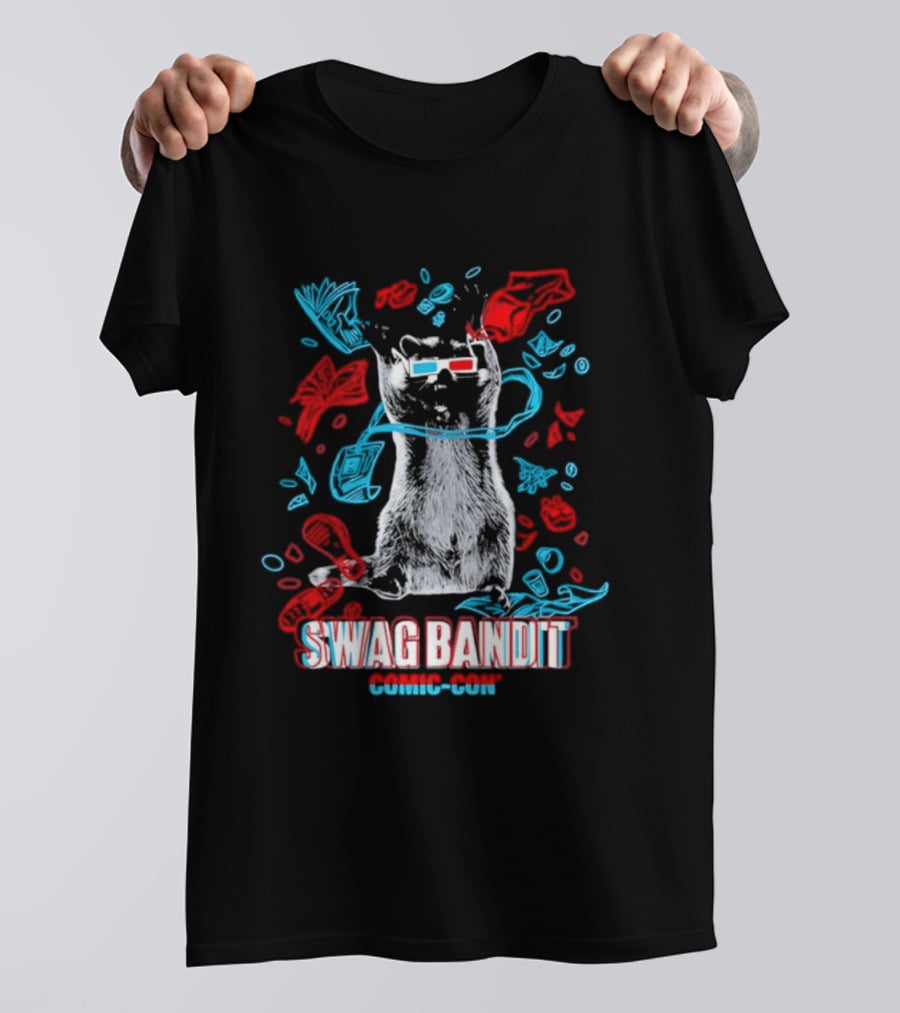 Swag Bandit Comic Con Raccoon 3D Glasses T-Shirt
