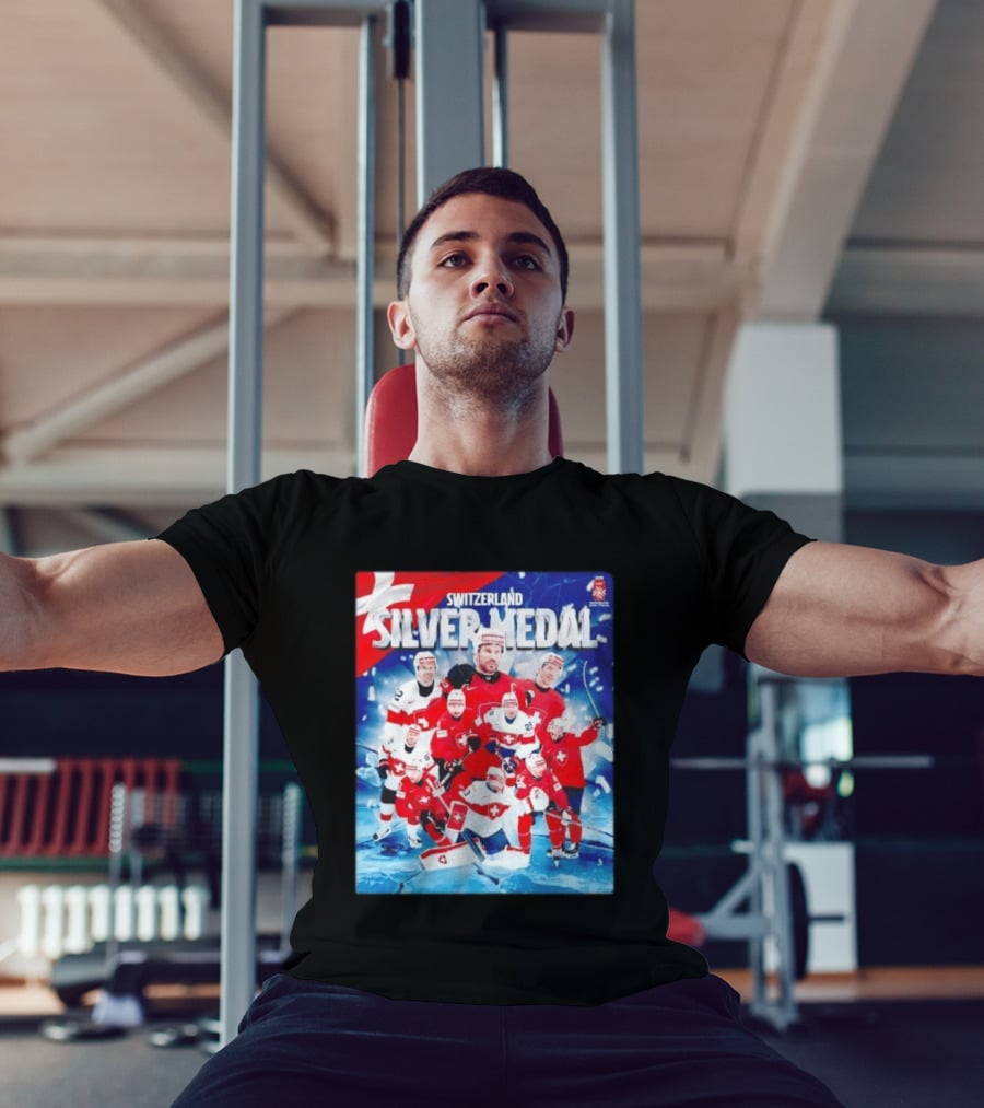 Switzerland Silver Medal 2026 IIHF Men's Ice Hockey Team Victory Celebration T-Shirt