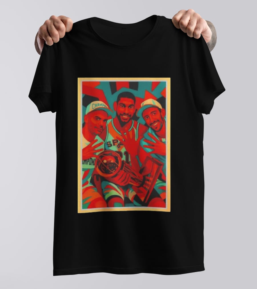 Champions Tim Duncan Spurs Teammates Trophy Victory Celebration T-Shirt