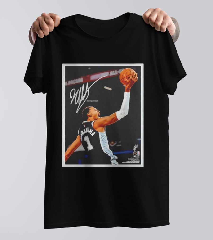 Victor Wembanyama Autographed San Antonio Spurs NBA Action Print Framed T-Shirt