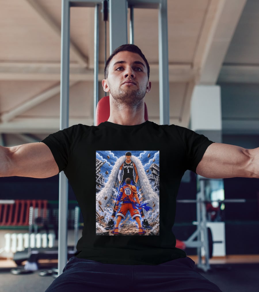 Wembanyama Spurs Vs Brunson Luffy Knicks Anime Crossover Showdown T-Shirt