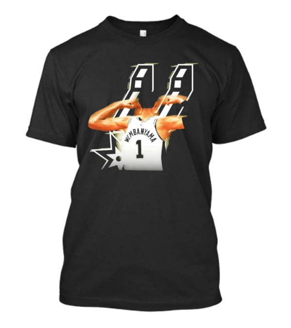 Wembanyama Flexing Back View Number 1 San Antonio Spurs NBA T-Shirt