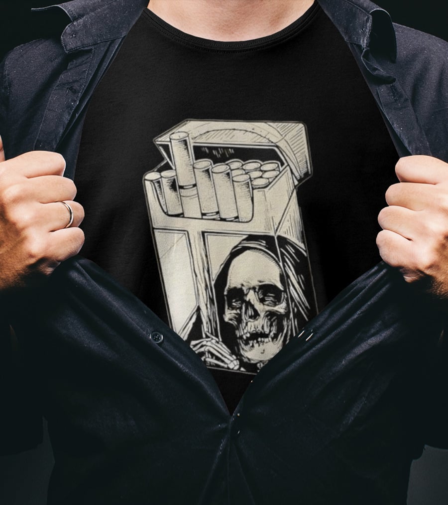 Grim Reaper Smoking Cigarette Pack T-Shirt