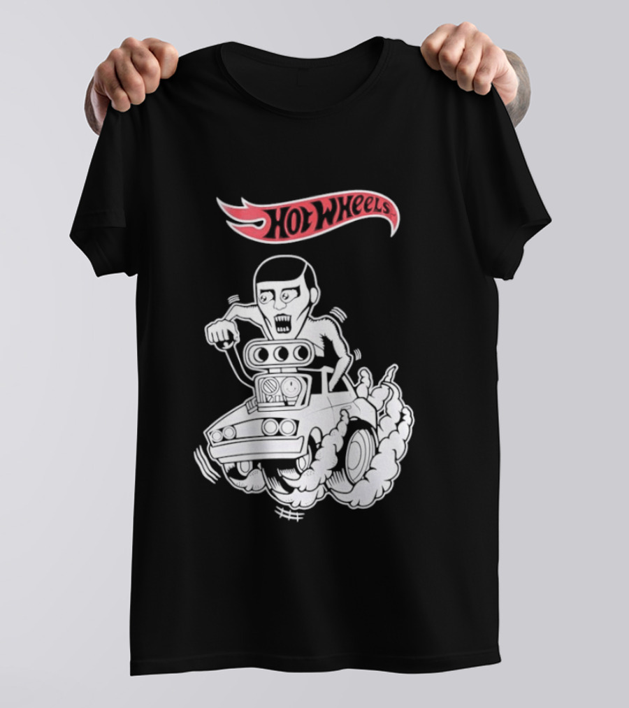 Hot Wheels Racing Car Driver Black Flame T-Shirt
