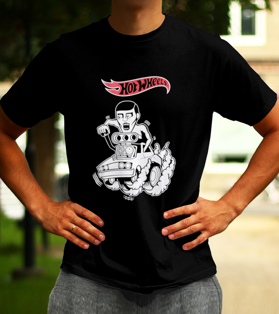 Hot Wheels Racing Car Driver Black Flame T-Shirt