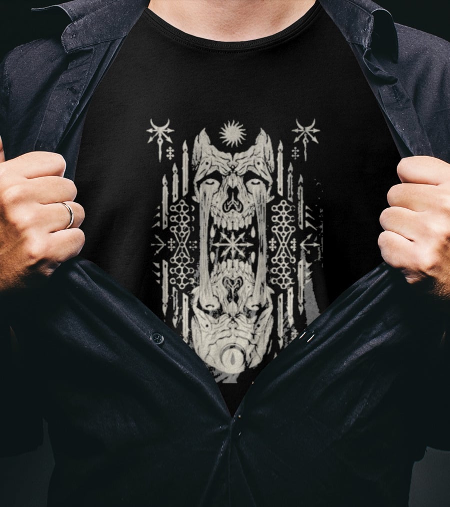 Bird Ov Prey Fire Ov The Mind Mystical Skull Candle Motif T-Shirt