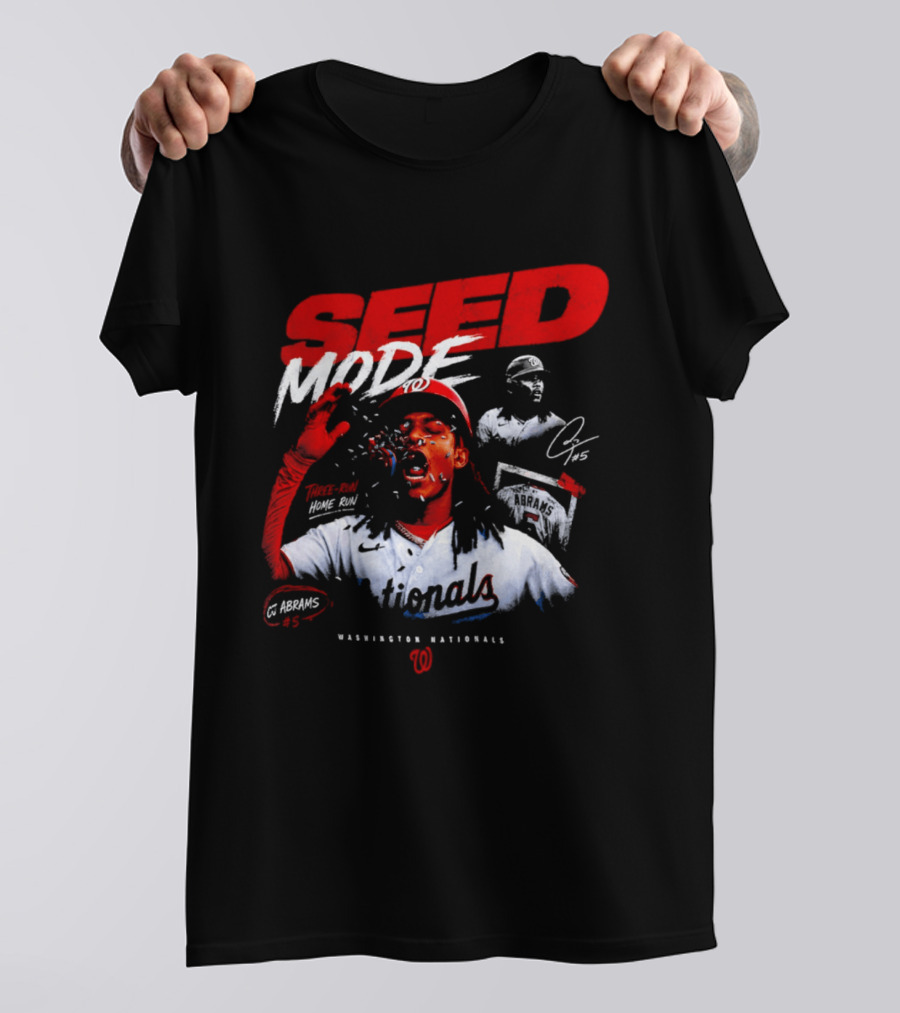 CJ Abrams Washington Nationals Seed Mode Baseball MLB Player Number 5 T-Shirt