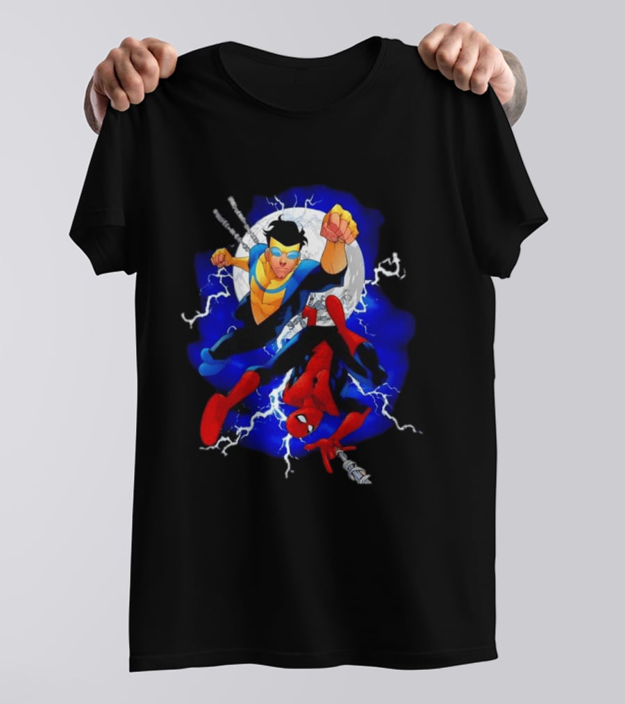 Invincible Spider Man Marvel Comics Crossover Action Hero Dynamic Duo T-Shirt