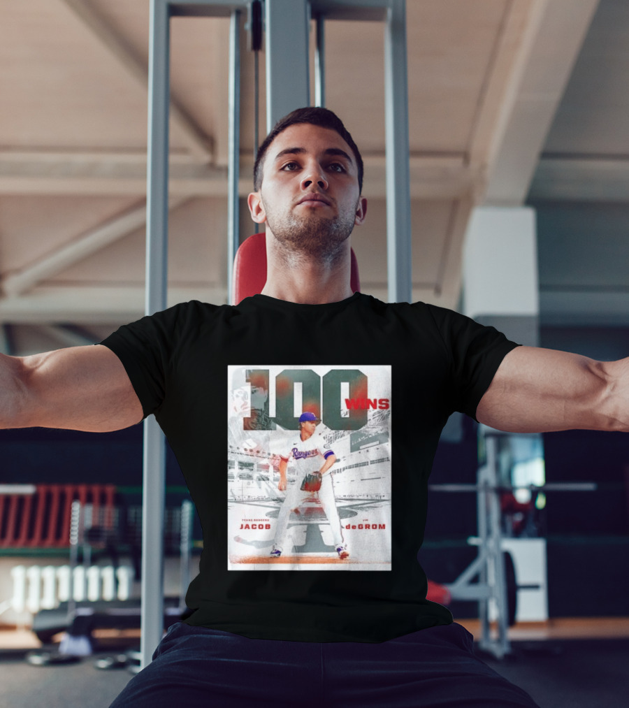 Texas Rangers Jacob DeGrom 100 Wins Achievement Baseball Celebration T-Shirt
