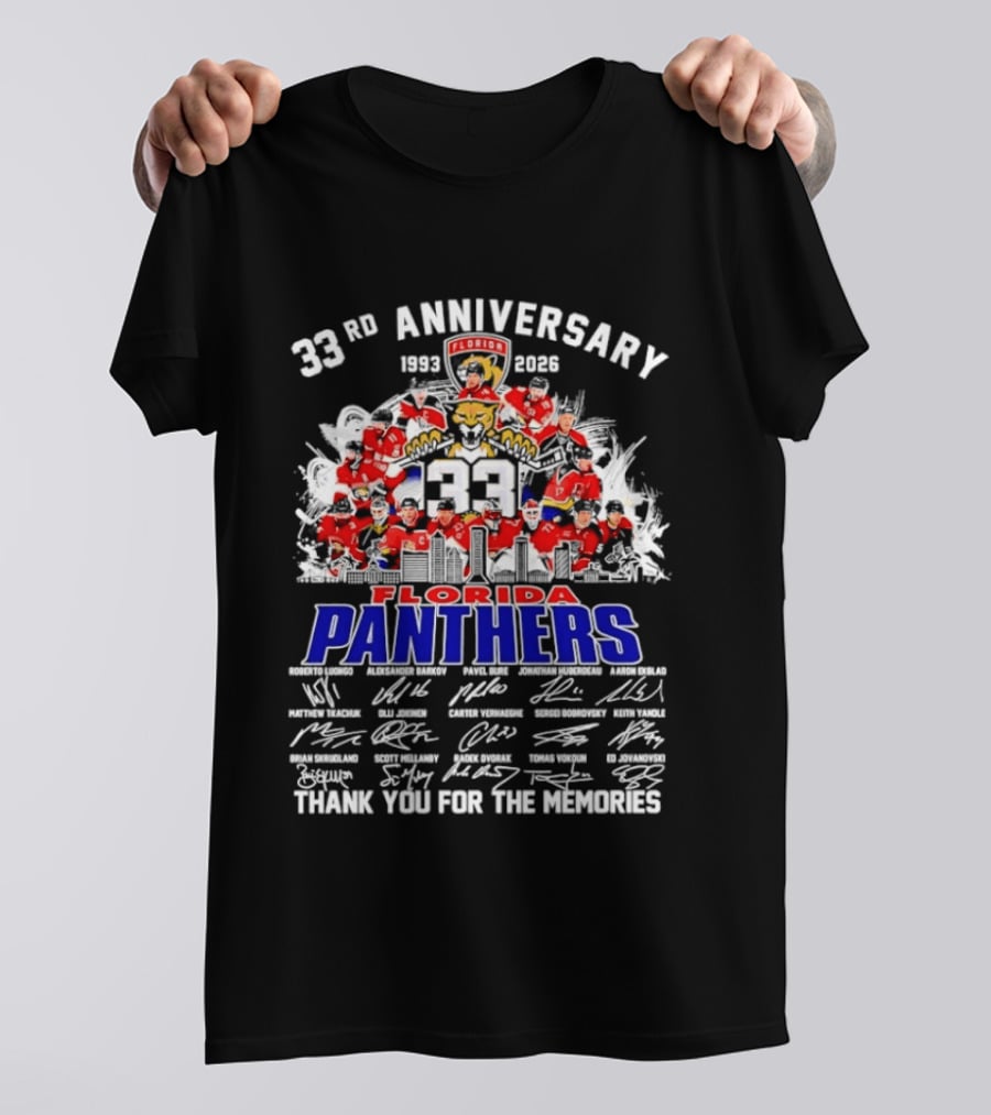 Florida Panthers 33rd Anniversary 1993 2026 Thank You For The Memories T-Shirt