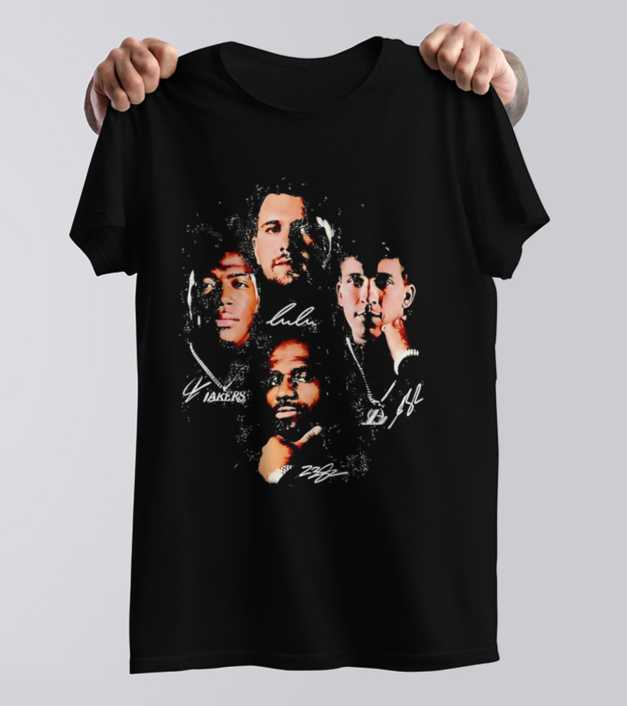 Lulu Lakers 23 Collage Featuring Iconic Player Portraits And Signature T-Shirt