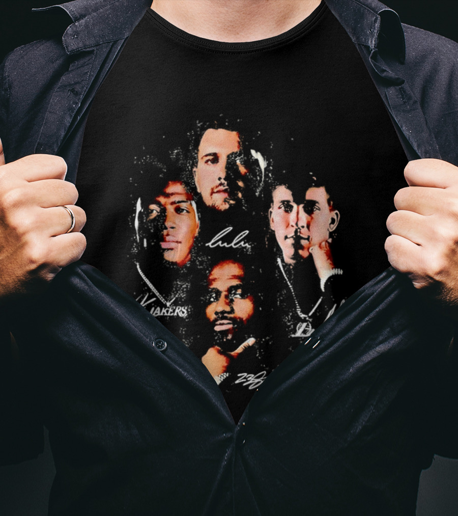 Lulu Lakers 23 Collage Featuring Iconic Player Portraits And Signature T-Shirt