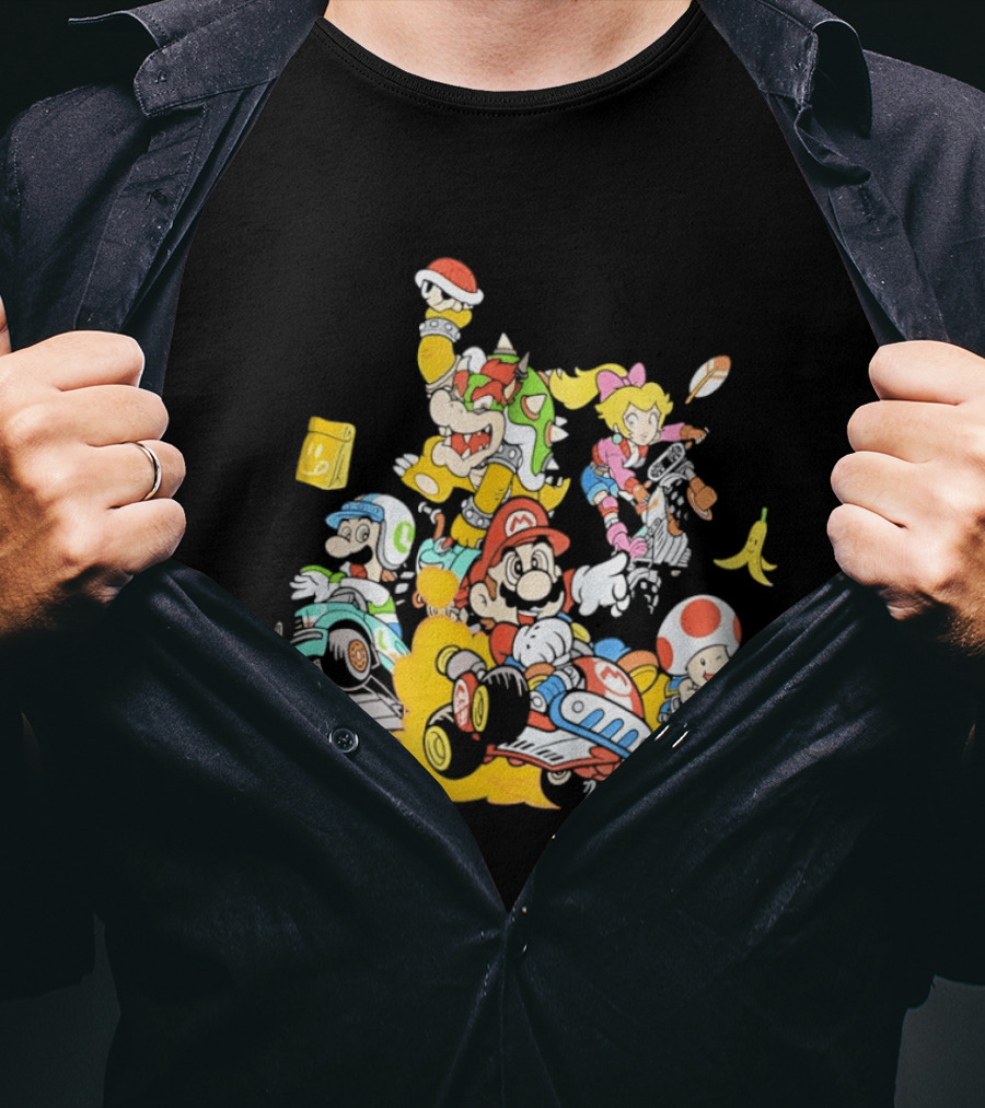 Mario Kart Racing Adventures With Luigi Toad Bowser Princess Peach T-Shirt