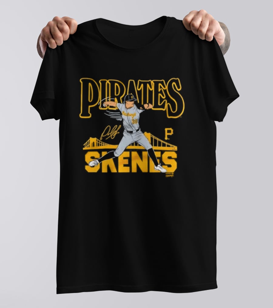 Pittsburgh Pirates Paul Skenes Signature Bridge T-Shirt