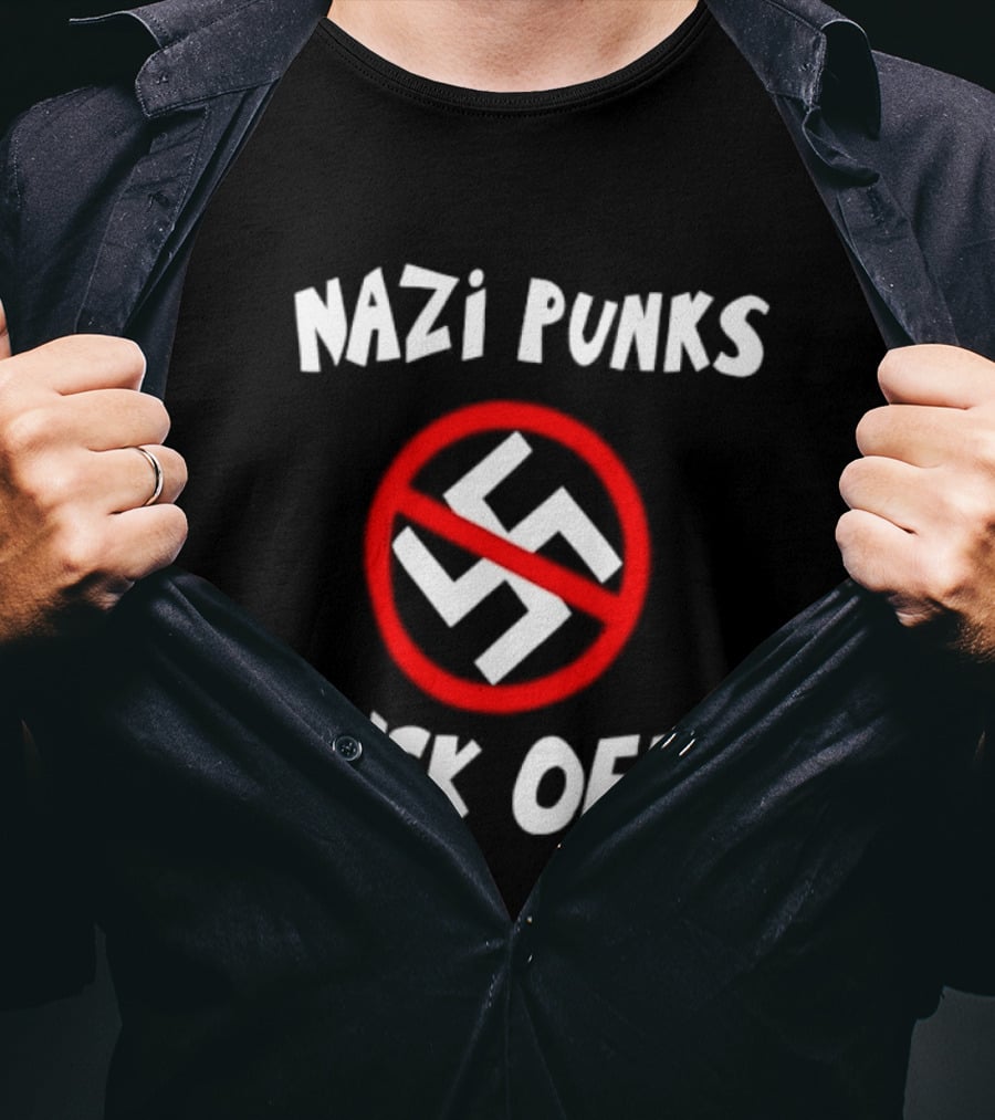 Nazi Punks Fuck Off Swastika Ban Circle T-Shirt