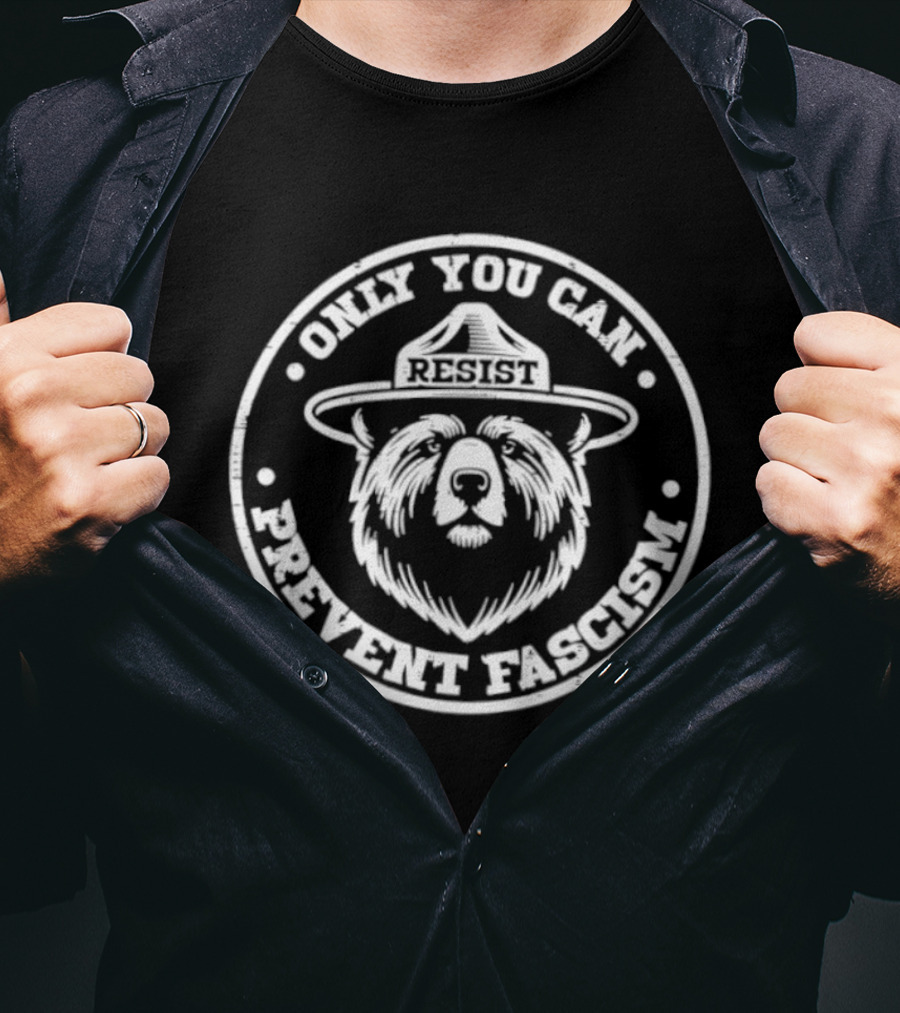 Resist Bear Only You Can Prevent Fascism Circular Seal T-Shirt