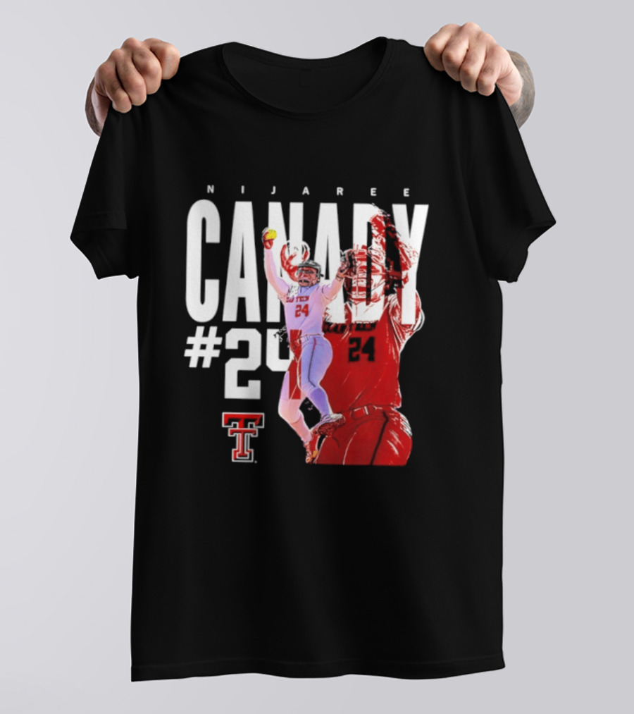 NiJaree Canady 24 Texas Tech Softball Player Pose With Team T-Shirt