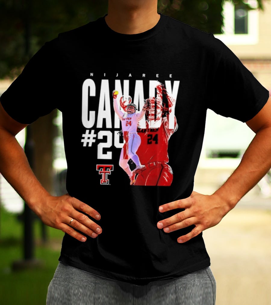 NiJaree Canady 24 Texas Tech Softball Player Pose With Team T-Shirt