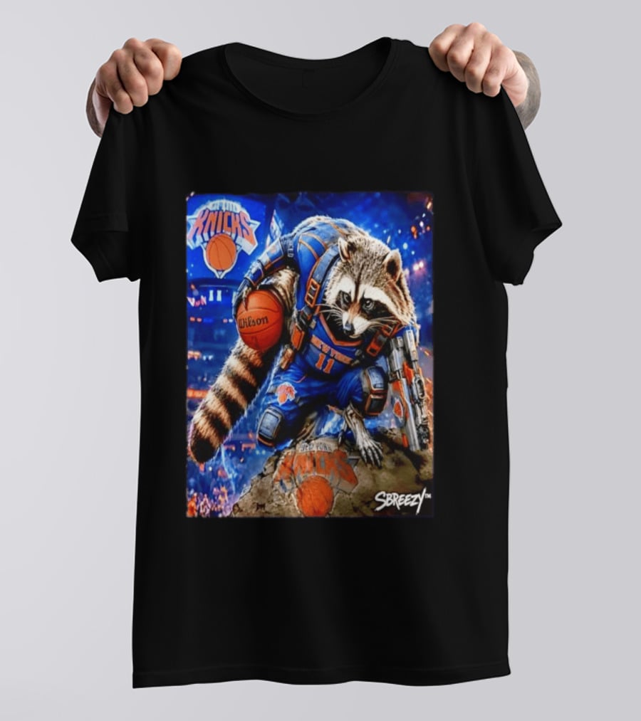 Rocket Raccoon New York Knicks NBA Basketball 11 S Breezy Wilson T-Shirt