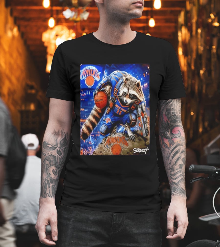 Rocket Raccoon New York Knicks NBA Basketball 11 S Breezy Wilson T-Shirt