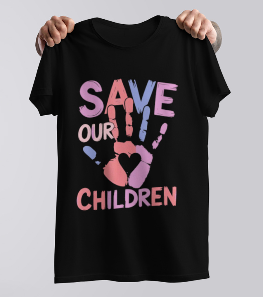 Save Our Children End Human Trafficking Awareness Handprint Heart T-Shirt