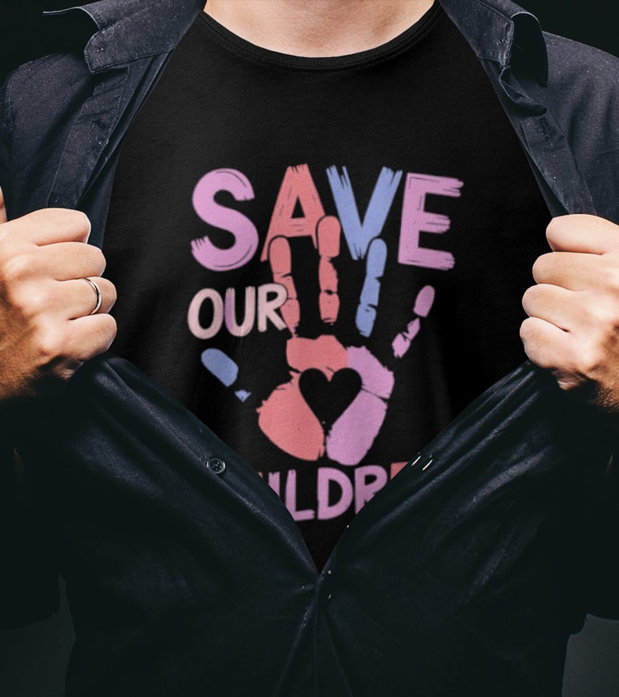 Save Our Children End Human Trafficking Awareness Handprint Heart T-Shirt