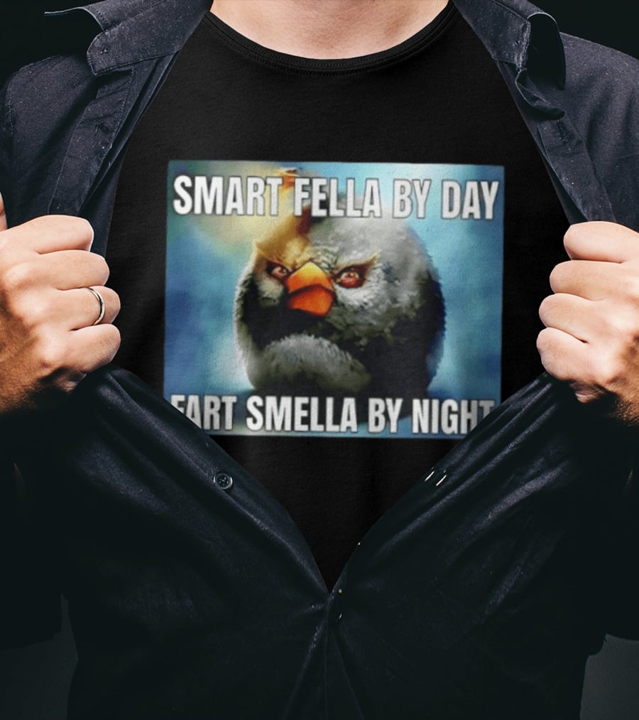 Smart Fella By Day Fart Smella By Night Funny Bird Meme T-Shirt