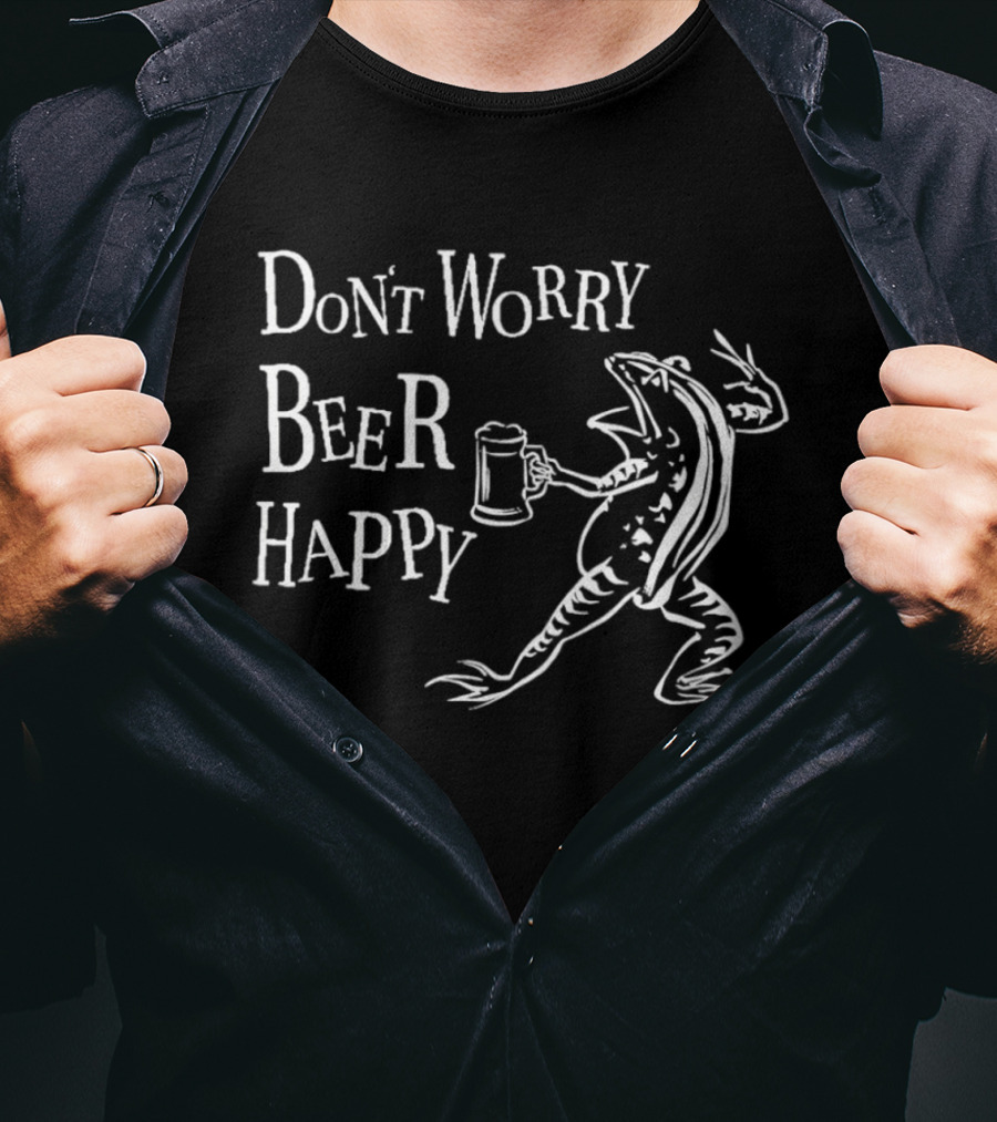 Don't Worry Beer Happy Frog Holding T-Shirt