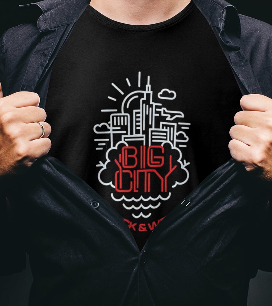 Big City Wack And Weird Urban Skyline Airplane Cloud Minimalist T-Shirt