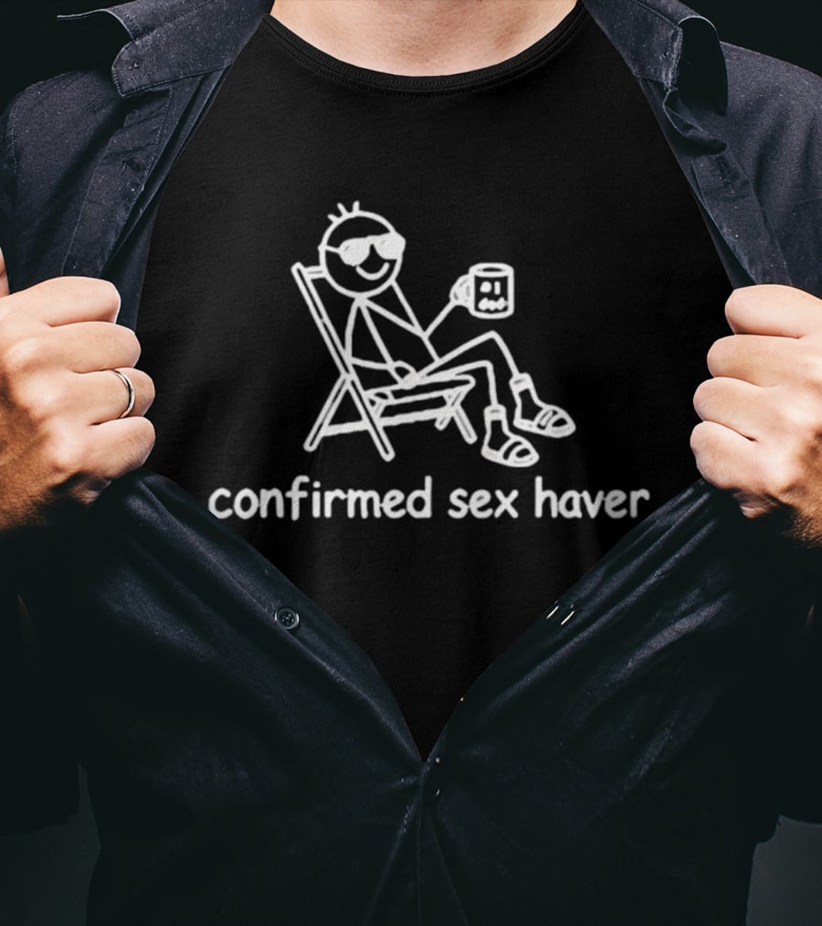 Confirmed Sex Haver Stick Figure Relaxing With Drink T-Shirt