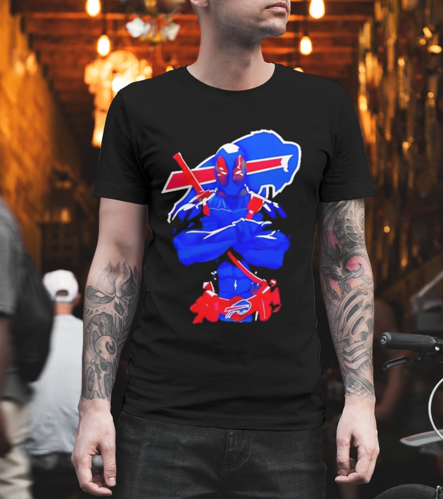 Deadpool Meditation Buffalo Bills Super Hero Football Fan T-Shirt