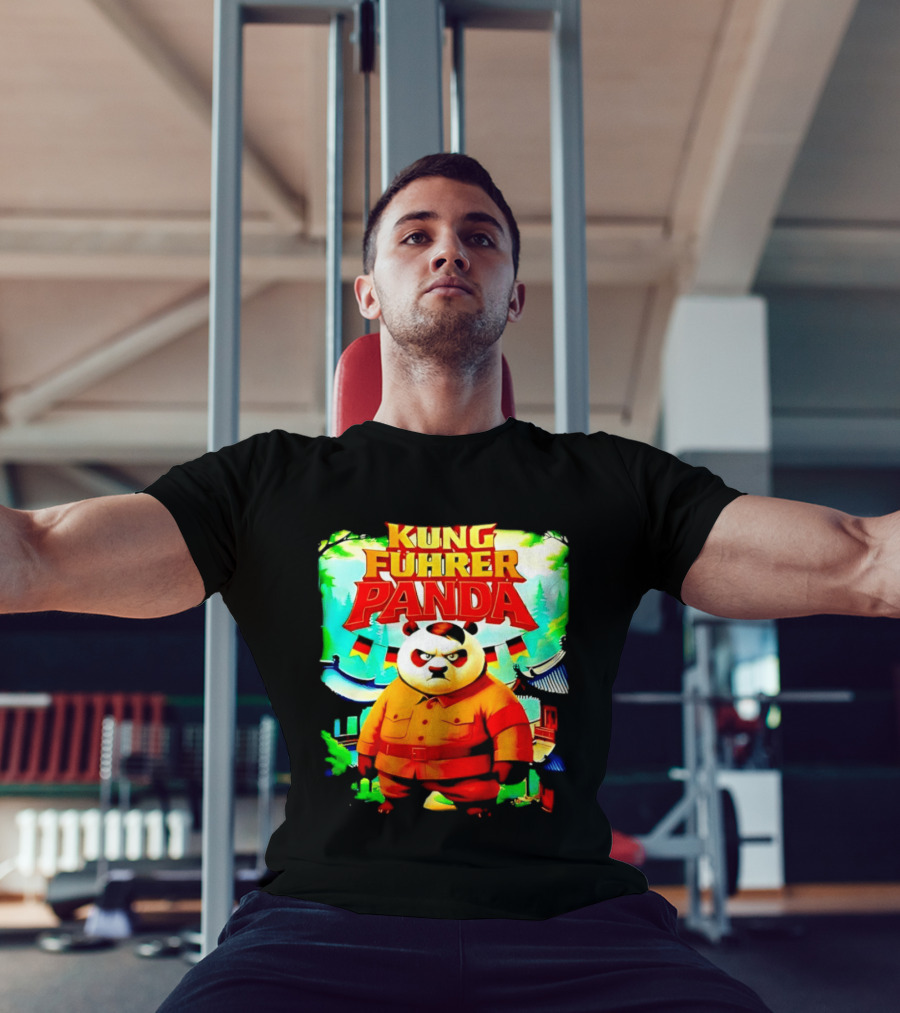 Kung Fuhrer Panda Military Styled Bear With Flags T-Shirt