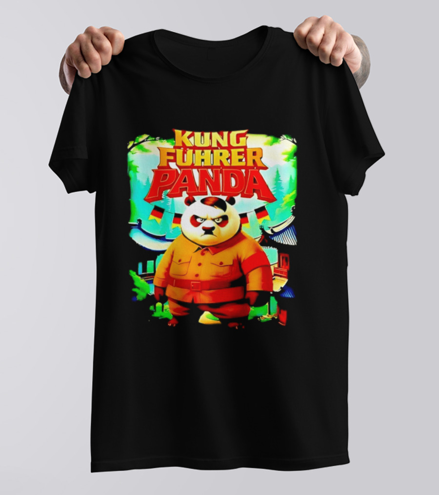Kung Fuhrer Panda Military Styled Bear With Flags T-Shirt