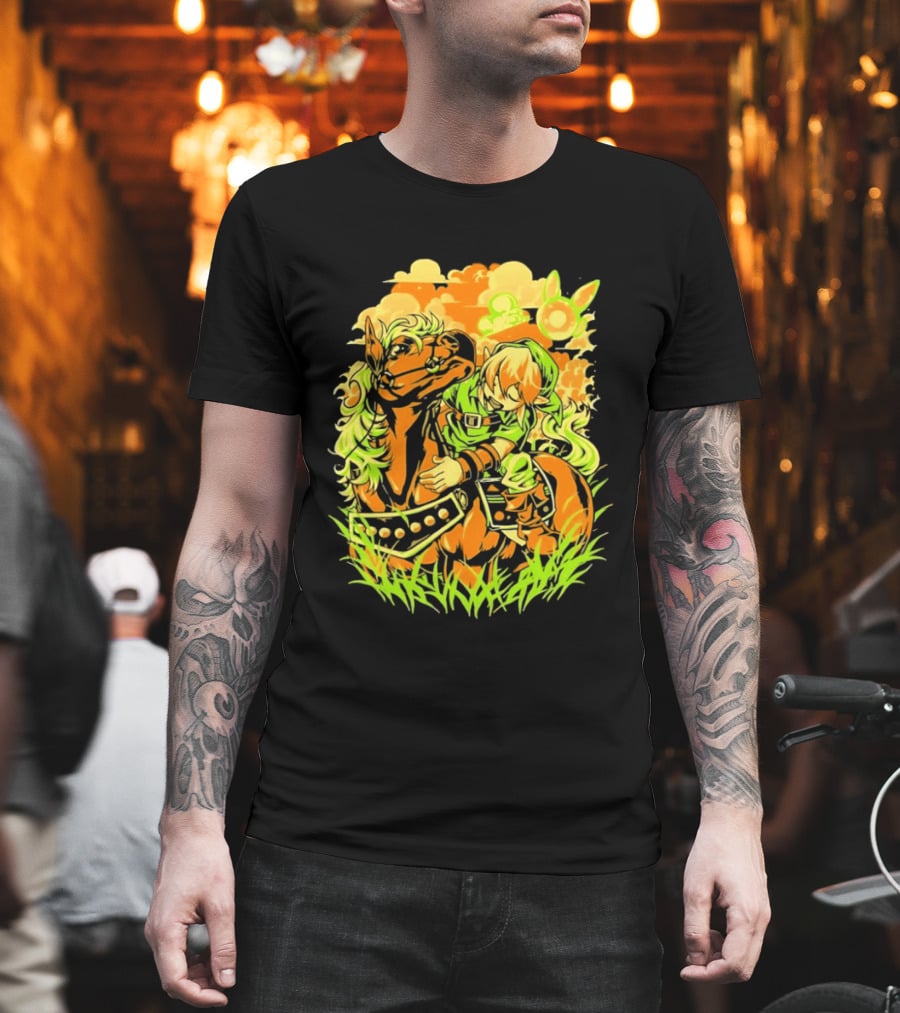 Legend Of Zelda Link And Epona Journey Through Hyrule Fields Adventure T-Shirt
