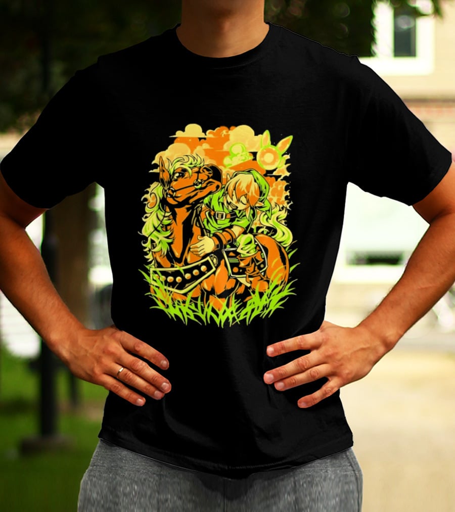 Legend Of Zelda Link And Epona Journey Through Hyrule Fields Adventure T-Shirt