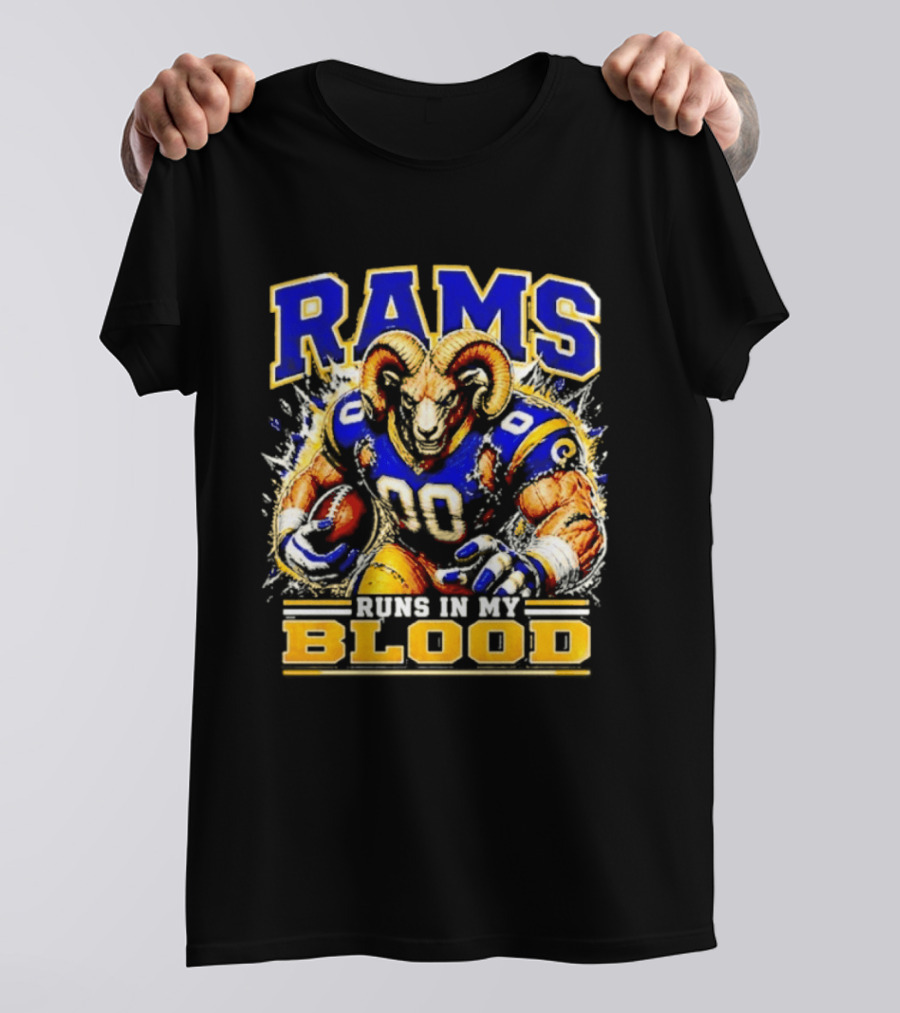 Rams Runs In My Blood Football Player T-Shirt