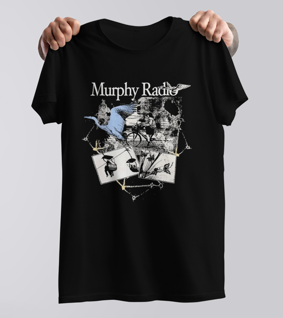 Murphy Radio Bicycle Bird Nature Sketch Montage Wildlife Collage T-Shirt