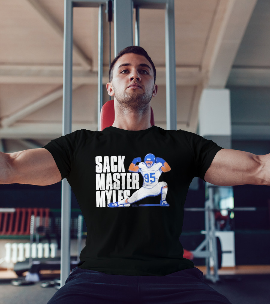 Myles 95 Sack Master Football Pose T-Shirt