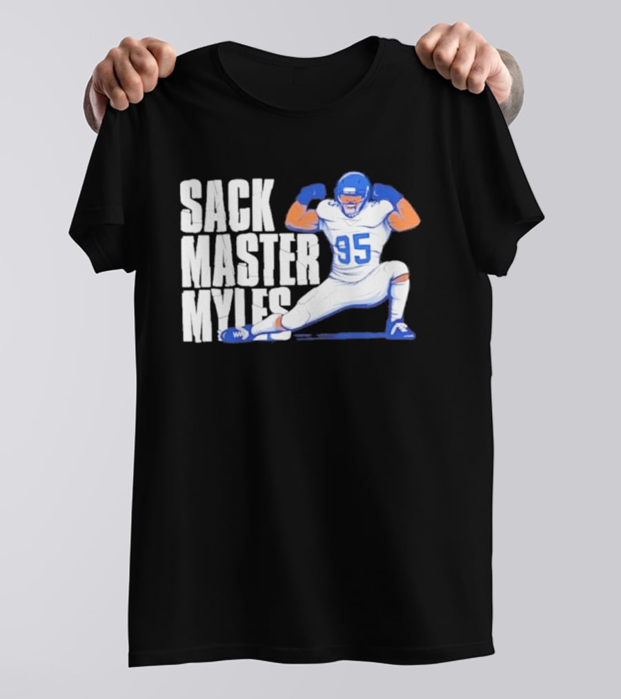 Myles 95 Sack Master Football Pose T-Shirt