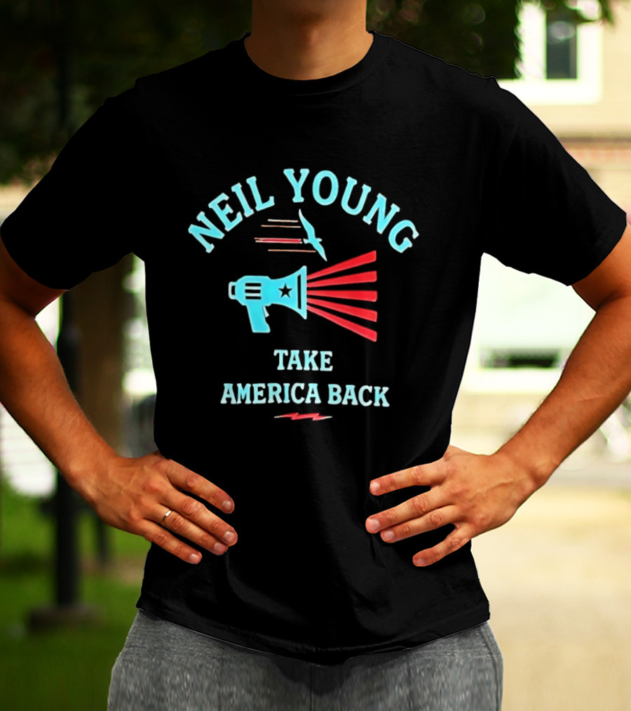Neil Young Take America Back Megaphone And Bird T-Shirt