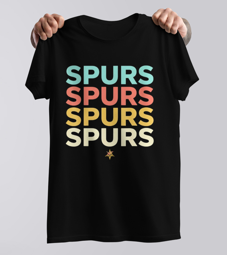 San Antonio Spurs NBA Team Colorful Logo Repetition T-Shirt