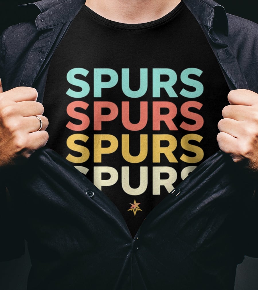 San Antonio Spurs NBA Team Colorful Logo Repetition T-Shirt