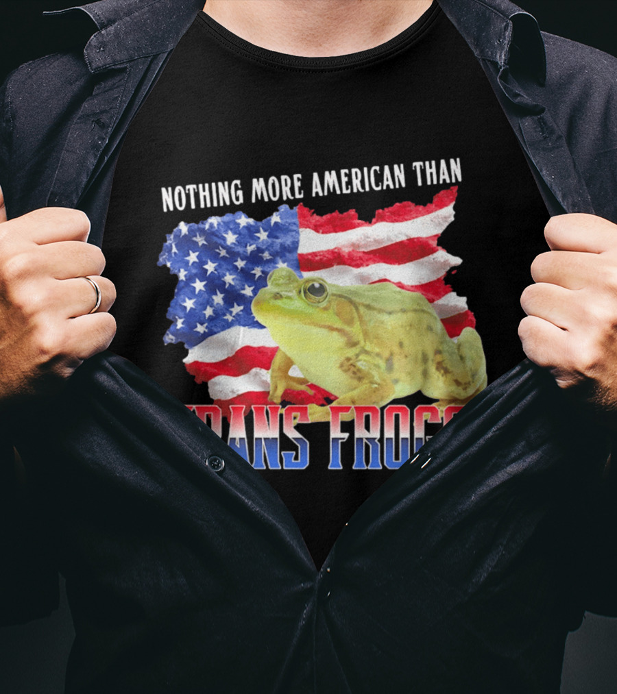Nothing More American Than Trans Frogs Pride USA Flag Frog T-Shirt
