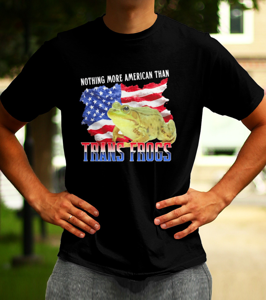 Nothing More American Than Trans Frogs Pride USA Flag Frog T-Shirt