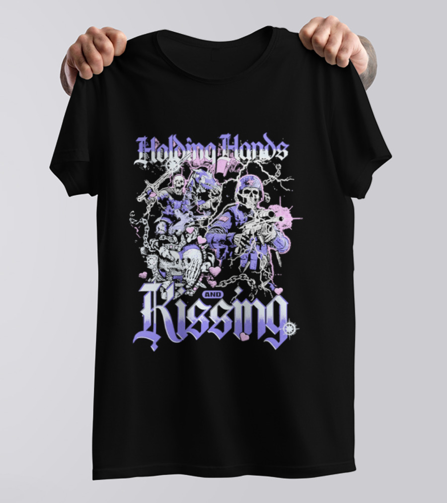 Skeleton Holding Hands Kissing T-Shirt