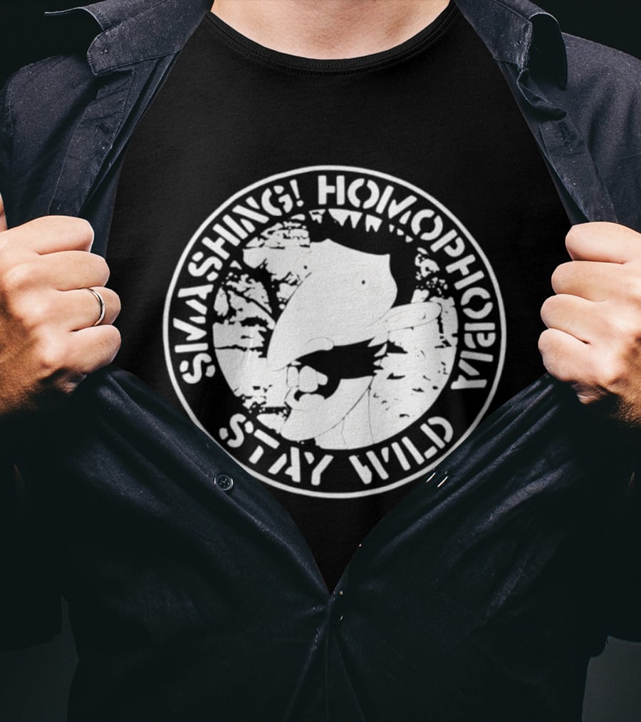 Smashing Homophobia Stay Wild Chameleon Pride Empowerment T-Shirt