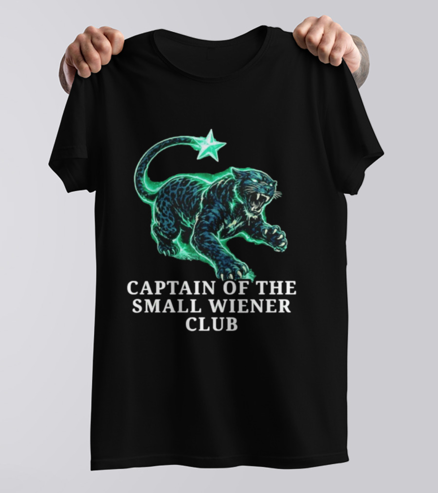 Panther With Star Graphic Captain Of The Small Wiener Club T-Shirt