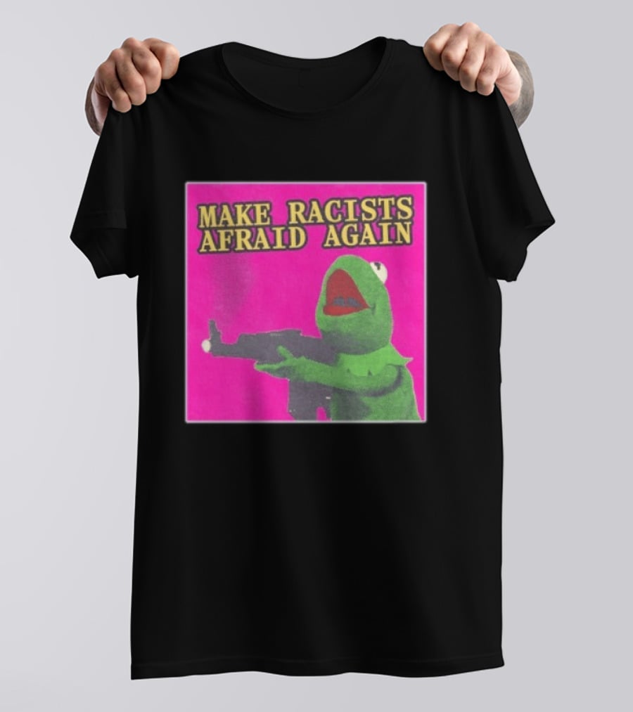 Make Racists Afraid Again Kermit Pepe Parody Pink T-Shirt
