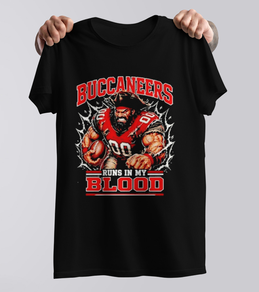 Buccaneers Runs In My Blood Football Player Team Spirit T-Shirt